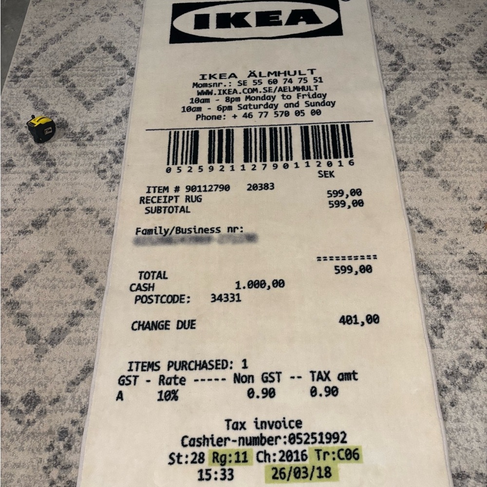 Virgil Abloh x Ikea Receipt Rug